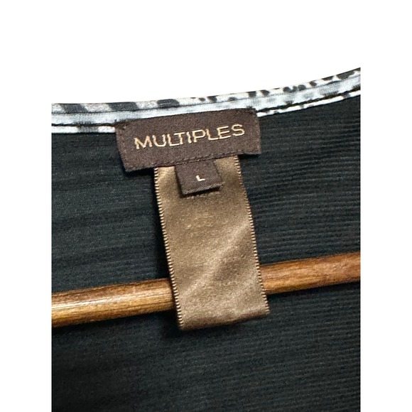 Multiples‎ Black & White Abstract Print Pleated Long Sleeve Top Size L - Picture 3 of 6